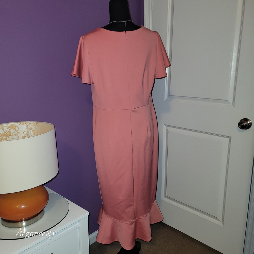 Lane Bryant Coral V-Neck Ruffle Midi Dress Sz: 12 NWT - Picture 6 of 10